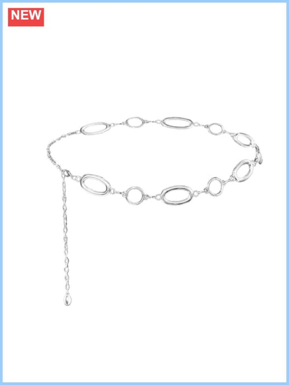 Gold Tone Oval Circle Link Waist Chain Belt Adjustable Body Jewelry